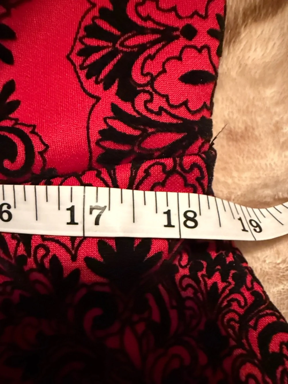 π€MADISON LEIGH RED BLK SLEEVELESS DAMASK FIT N FLARE DRESS SIZE 16π€ - Picture 8 of 10